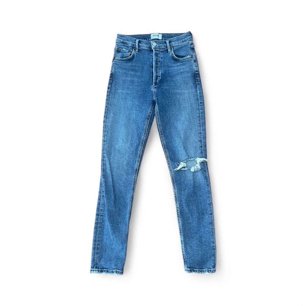 Agolde Nico Slim Skinny Jeans in Shoreline Distressed Medium Wash Sz 24 - Picture 2 of 11